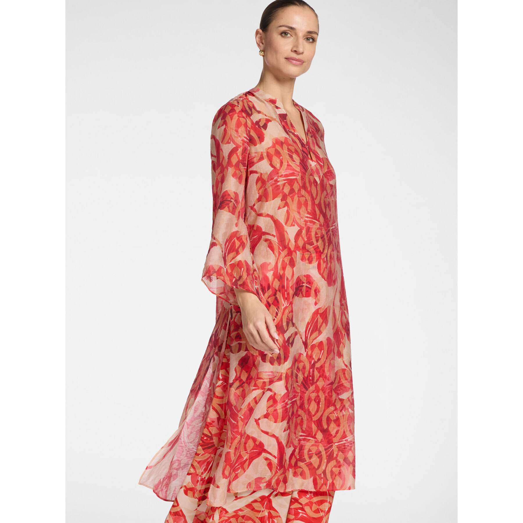 Elena Mirò - Vestido largo estampado - Rojo