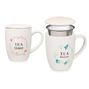 Set de 2 tazas de porcelana diseño Tea House. 340 ml de capacidad. Surtido 2 diseños.