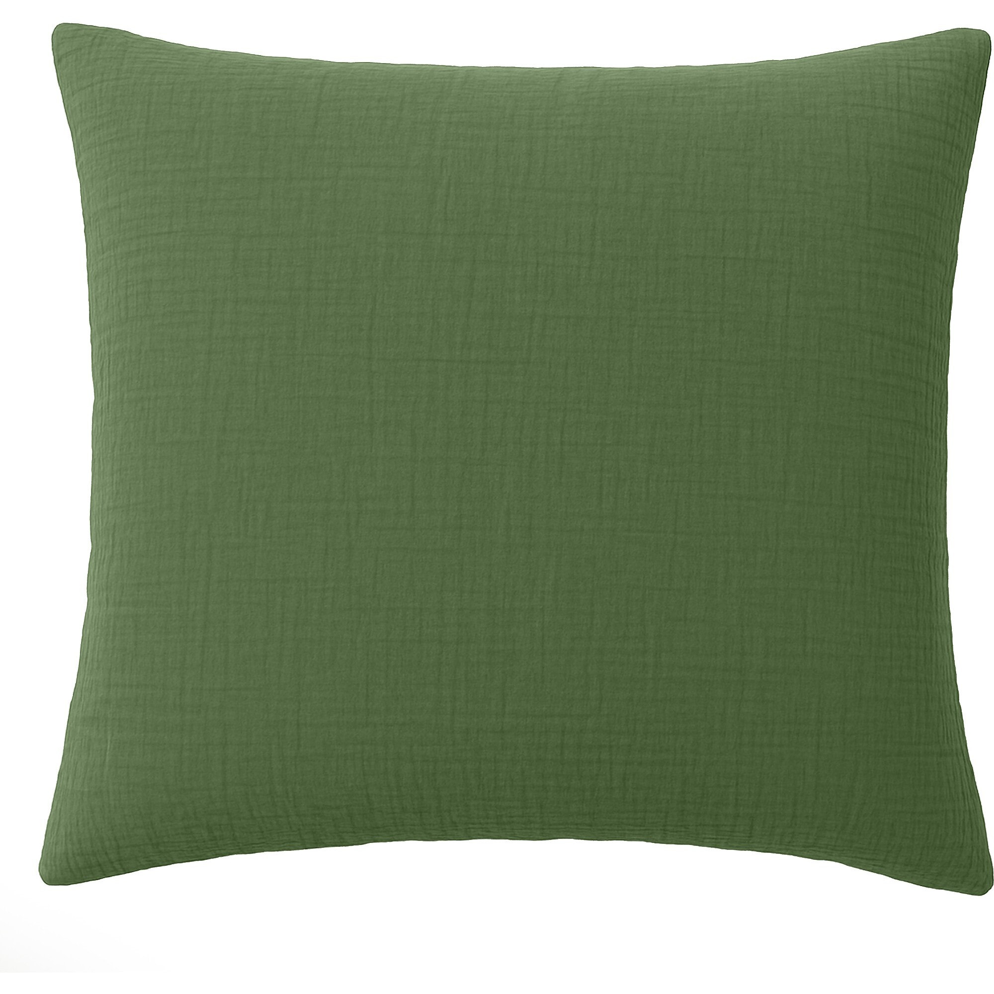 Paire de Taies d'oreiller gaze de coton lavé vert cèdre