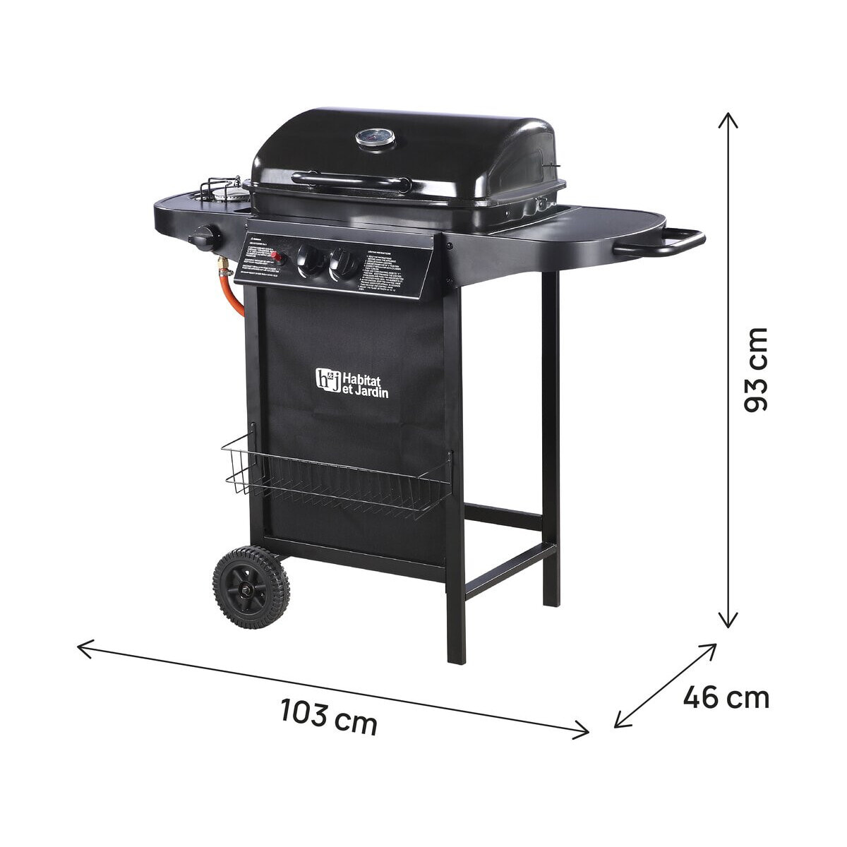 Barbecue gaz "Party 3" - 3 brûleurs dont 1 latéral - 9.38 kW - Noir