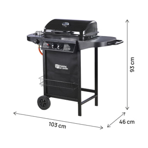 Barbecue gaz "Party 3" - 3 brûleurs dont 1 latéral - 9.38 kW - Noir