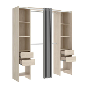 Guardaroba grande Olaf, Mobile camera da letto, Cabina armadio portabiti, Armadio appendiabiti, 180x50 h205 cm, Rovere