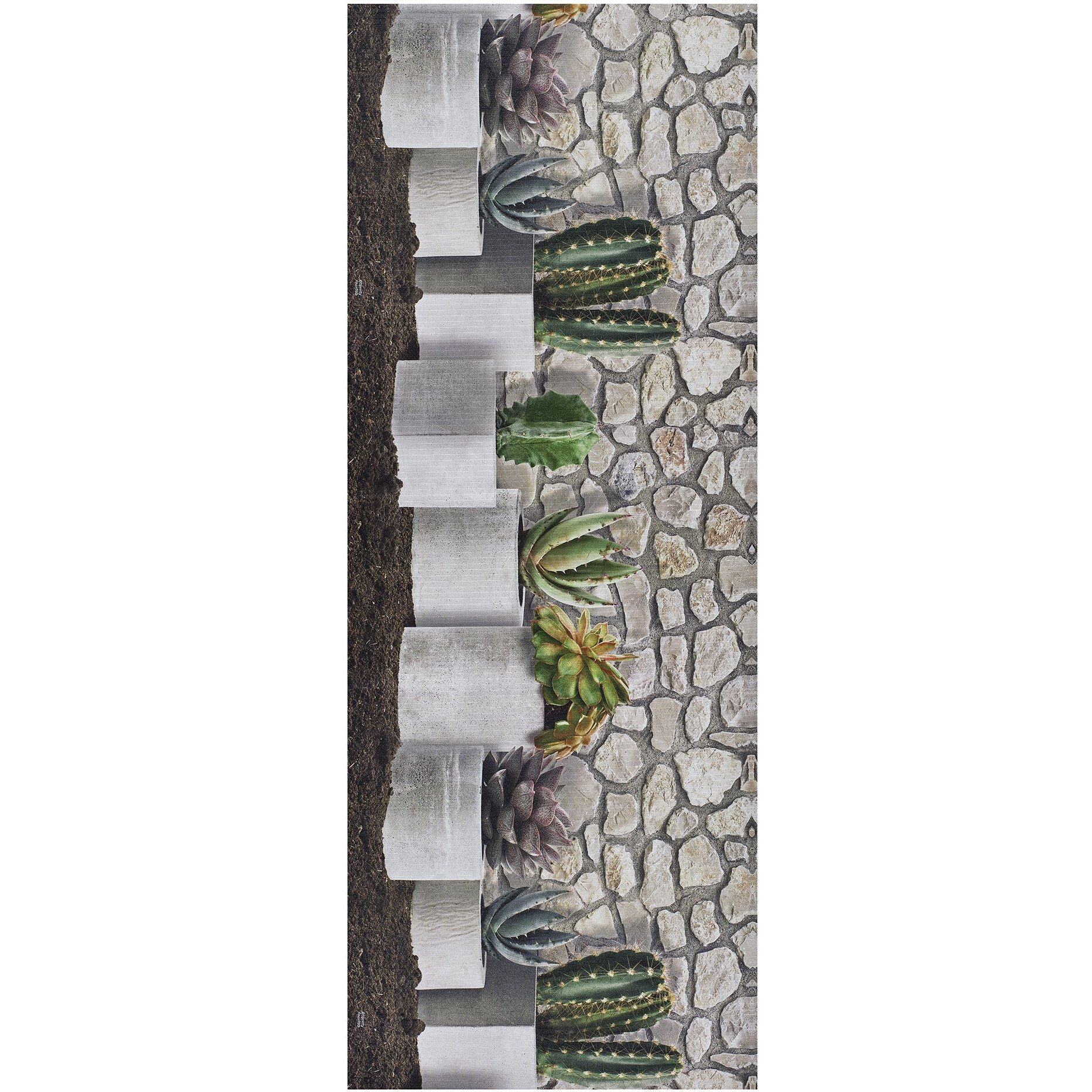 RICCI Alfombra vinílica de cocina dibujos con flores en gris, varias medidas disponibles.