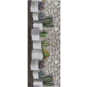 RICCI Alfombra vinílica de cocina dibujos con flores en gris, varias medidas disponibles.