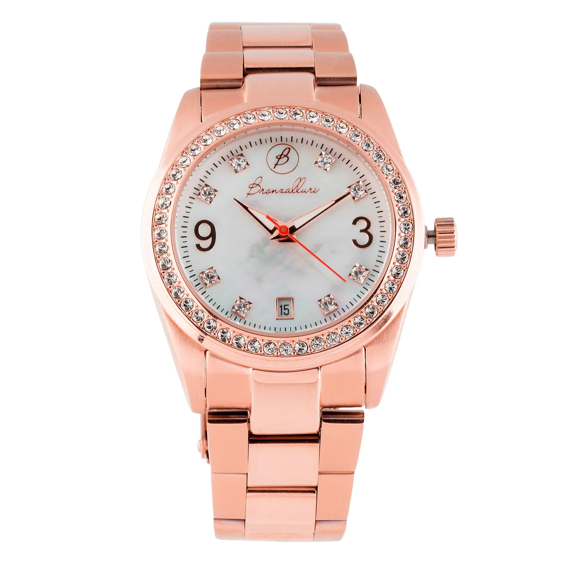 Orologio da Polso in Acciaio con Cubic Zirconia e Placcatura in Oro Rosa 18kt