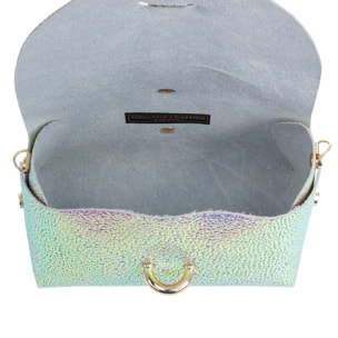 Aurora Borsa a tracolla Donna. Pelle scamosciata autentica finitura iridescente.