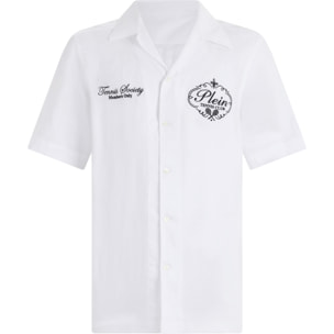 PHILIPP PLEIN Linen Bowling Shirt Tennis Club