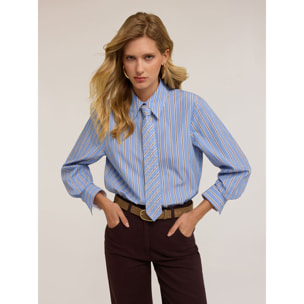 Motivi - Camicia a righe con cravatta strass - Azzurro