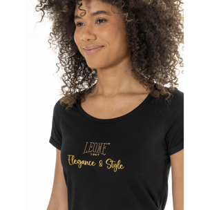 Leone Chic Gold vestido largo estilo camiseta de algodón elástico