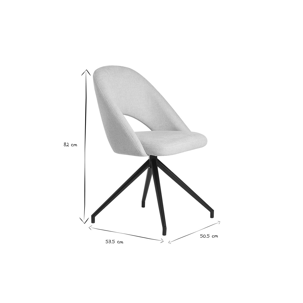 Chaise pivotante 360° en tissu effet velours texturé beige et métal noir COSETTE