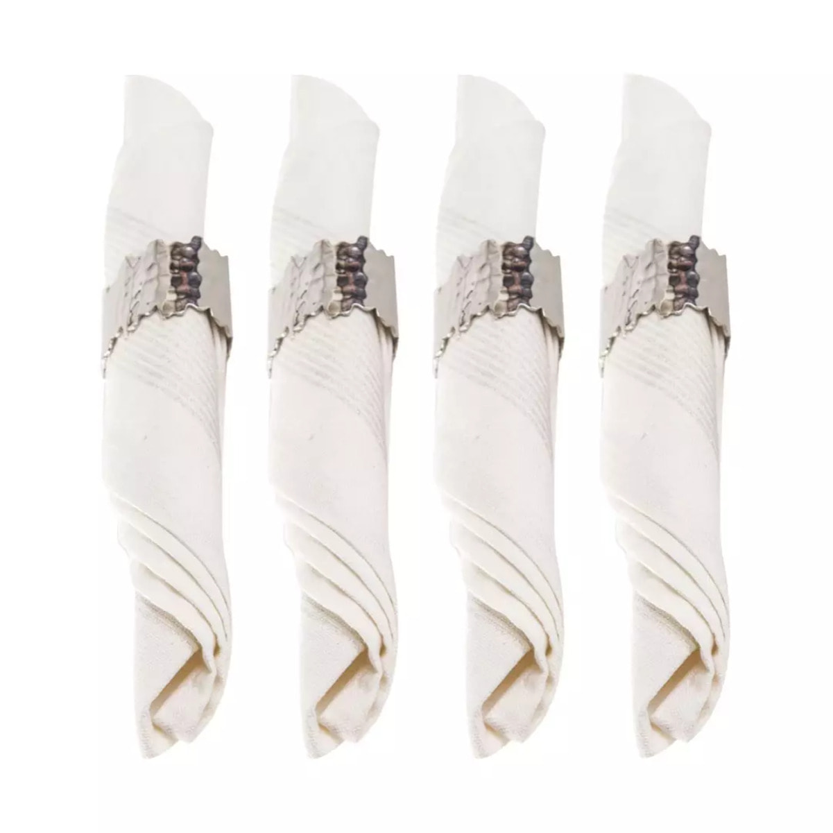 Lot de 4 ronds de serviettes ovales martelées