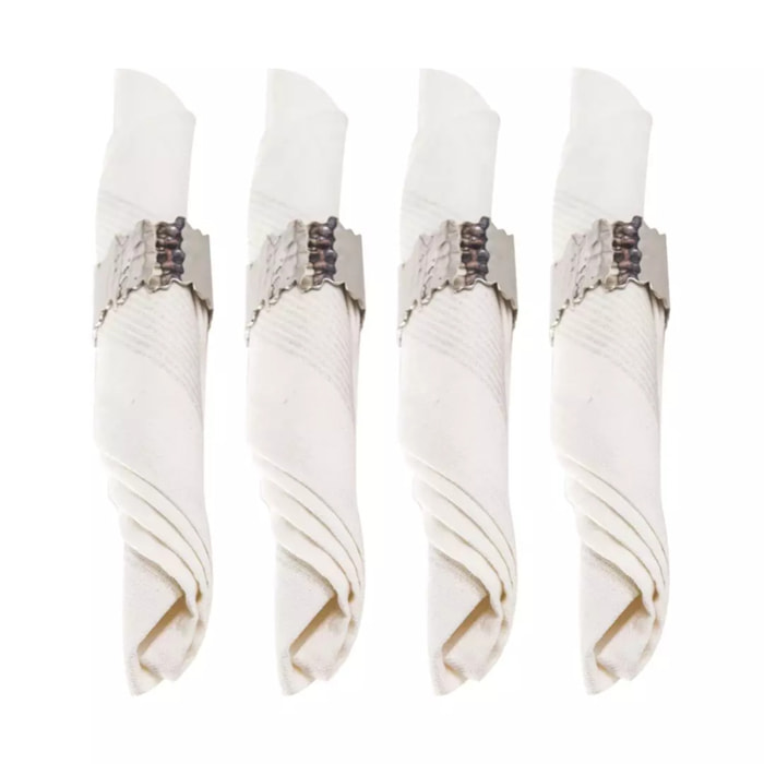 Lot de 4 ronds de serviettes ovales martelées