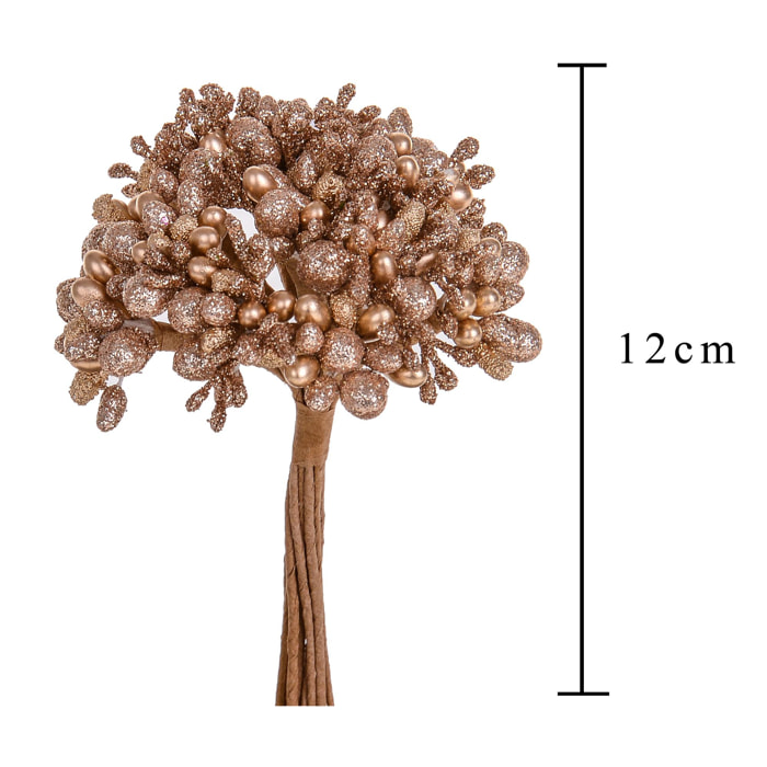 Pick Bacche. Altezza 12 Cm - Pezzi 12 - 5X12X1cm - Colore: Dorato - Bianchi Dino - Articoli Natalizi