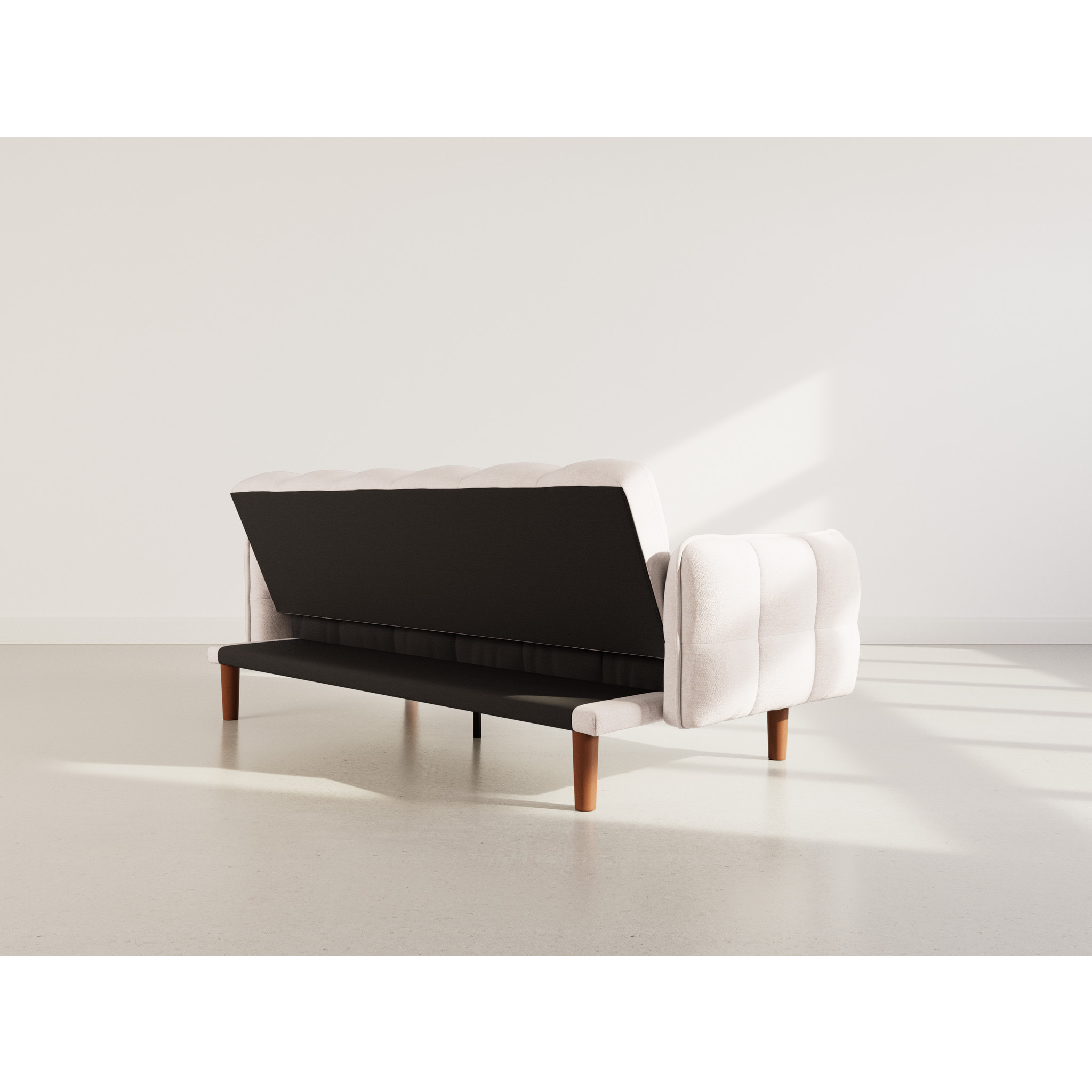 Adam - Canapé convertible clic-clac 2 places en tissu texturé - Beige