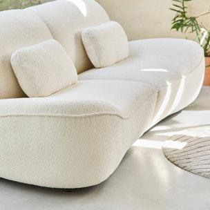 Canapé 3 places en bouclette blanche L 265 x P 114 x H 85cm - Nia