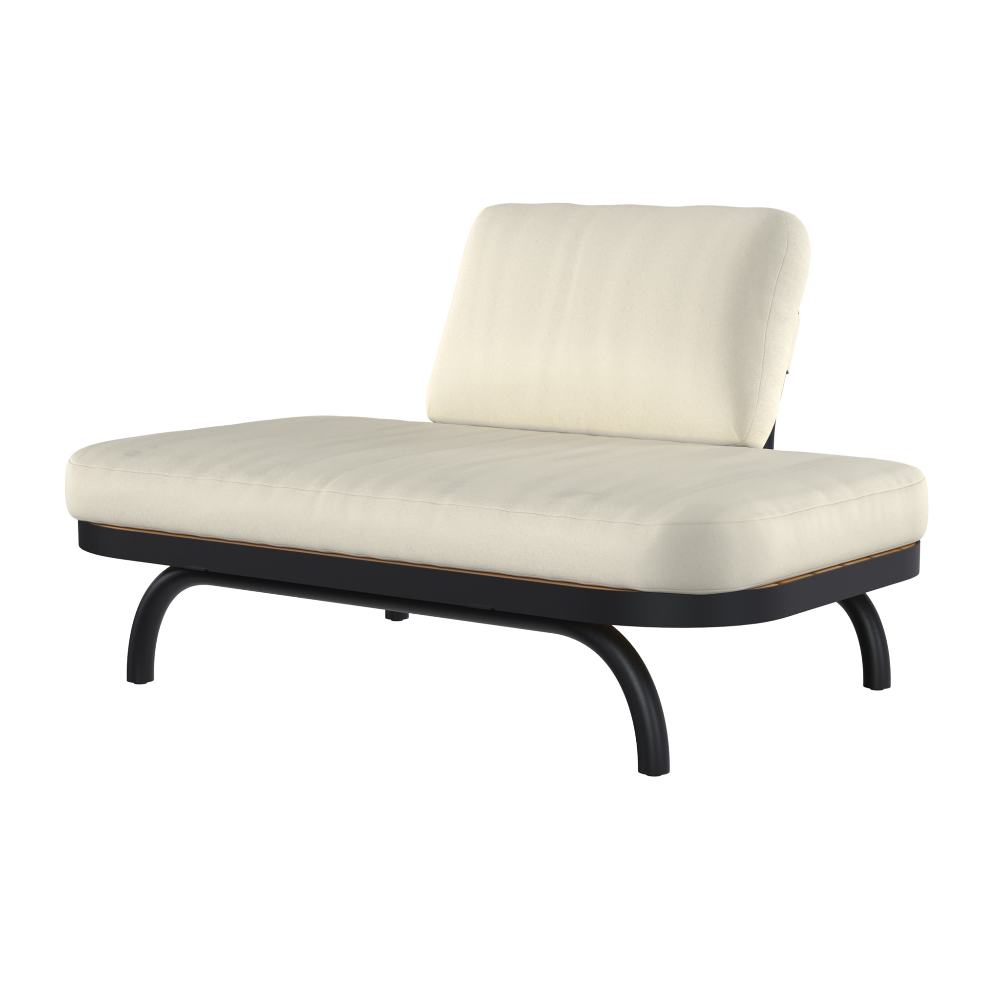 Fauteuil de jardin 2 places blanc cassé et pieds en métal noir - Samba