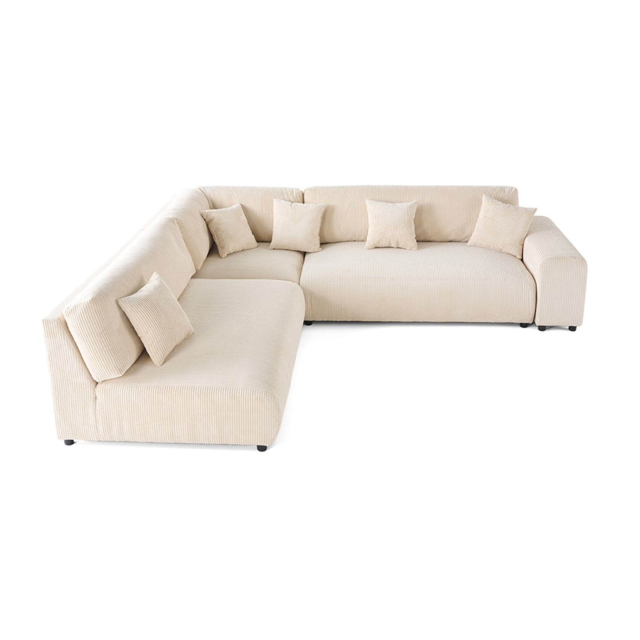 Garance - canapé modulable d'angle gauche - 6 places - en velours côtelé - Beige