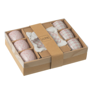 J-Line tasse + sous-tasse - céramique - rose - boîte de 6