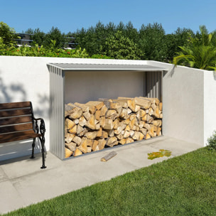Abri à bûches métal gris 2 à 3 stères