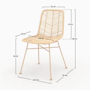 Lot de 2 chaises en rotin naturel et pieds beiges - Tamara