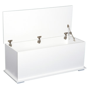 Coffre malle de rangement coffre à jouets dim. 100L x 40l x 40H cm panneaux particules blanc