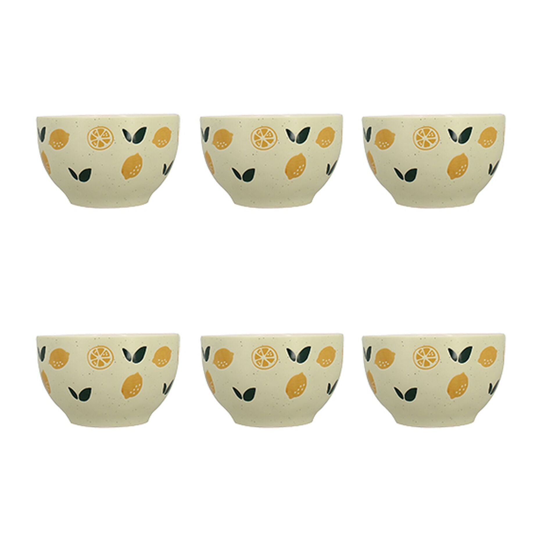 Lot de 6 bols 68 cl en grès à motif citron LEMON