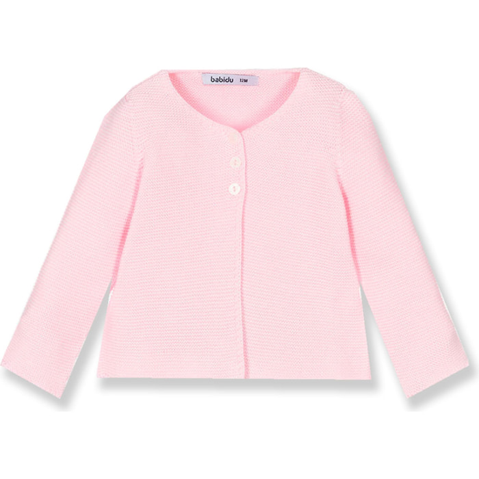 Chaqueta punto bebé algodón cuello redondo