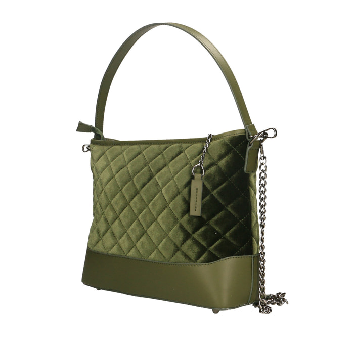 Borsa a spalla da donna In Velluto Made in Italy 31x25x11 cm
