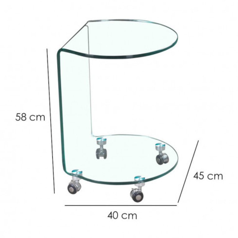 Bout de canapé rond en verre trempé - BENT