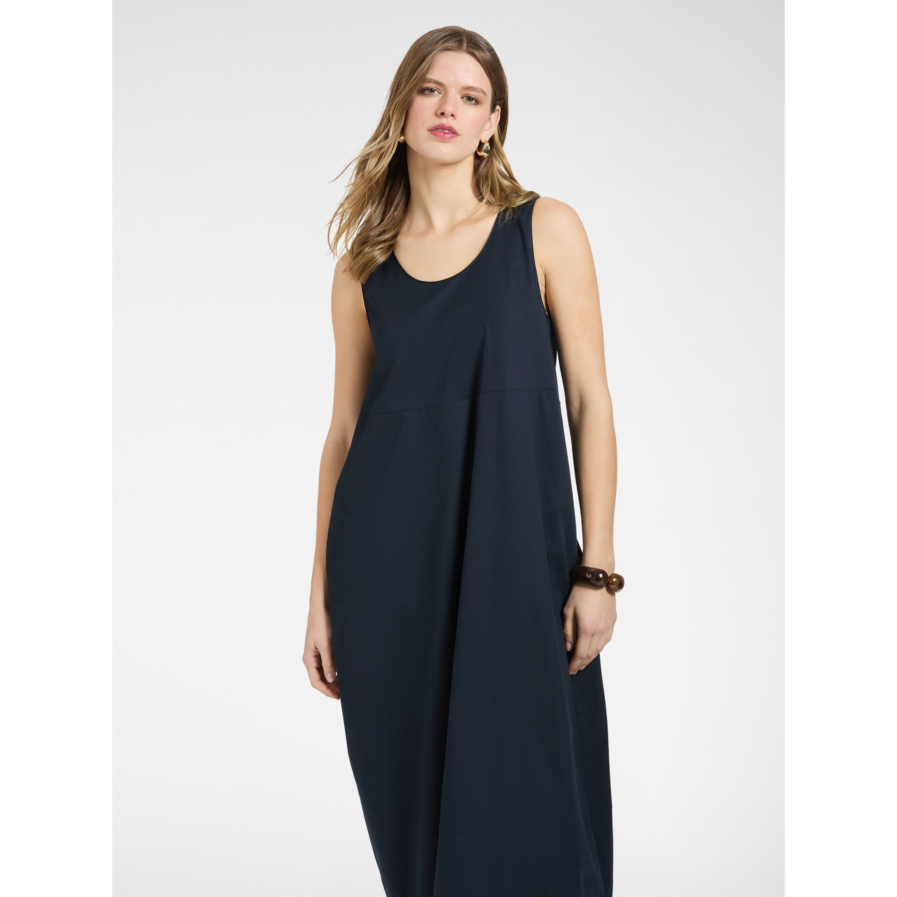 Elena Mirò - Vestido barrel en popelín - Azul