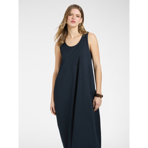 Elena Mirò - Vestido barrel en popelín - Azul