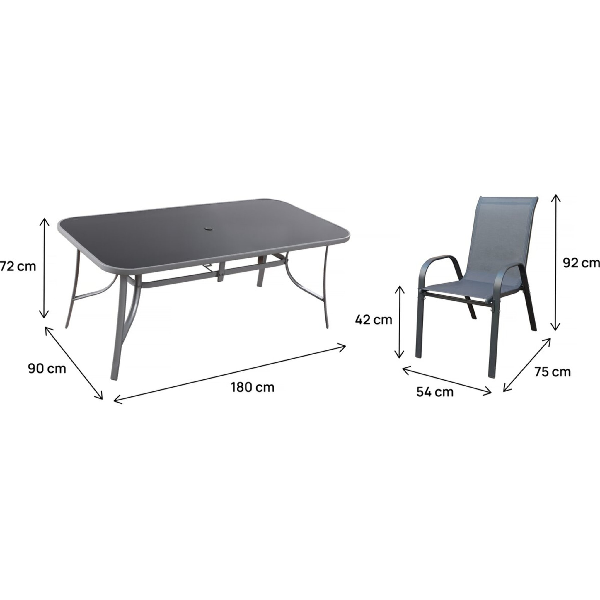 Salon de jardin repas 8 places "Cordoba XL 180" - Gris