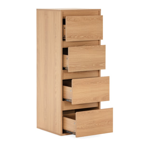 Cómoda alta Tori 4 cajones efecto Roble