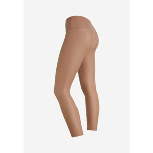 Leggings vita alta 7/8 in tessuto coated effetto pelle