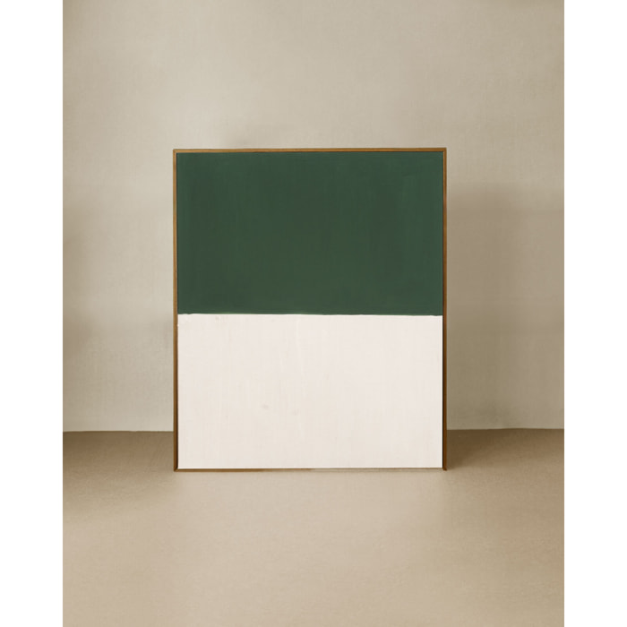 Cuadro verde y blanco decorativo sobre algodón con bastidor de madera pintado artesanalmente con pintura óleo en varias medidas