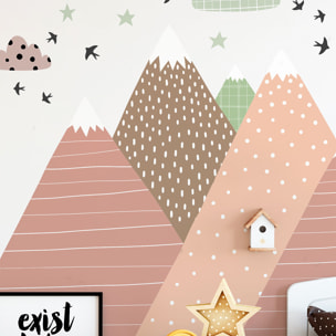 Stickers muraux enfants - Décoration chambre bébé - Autocollant Sticker mural géant enfant montagnes scandinaves PRISKA