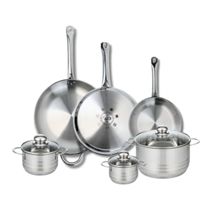 Ensemble de 3 Poêles de cuisson 24, 28 et 32 cm et 3 faitouts 12, 14 et 20 cm Elo Profi Brillant