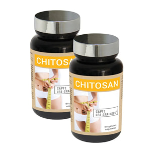 NUTRI EXPERT - Chitosan - Absorbe Sucres et Graisses - Réduit l'appétit - Favorise l'amincissement - Gélules végétales - Lot de 2 produits