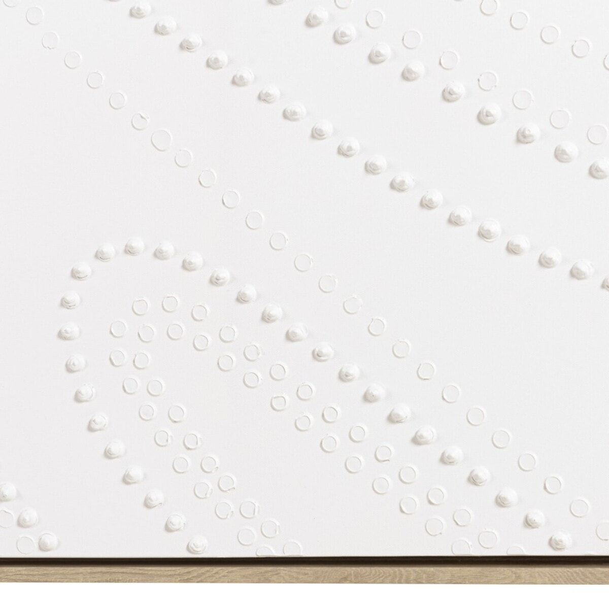 HOMER - Décoration murale 103x143cm blanche à points, cadre naturel
