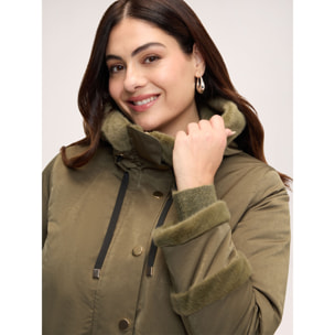 Fiorella Rubino - Piumino con dettagli peluches - Verde militare