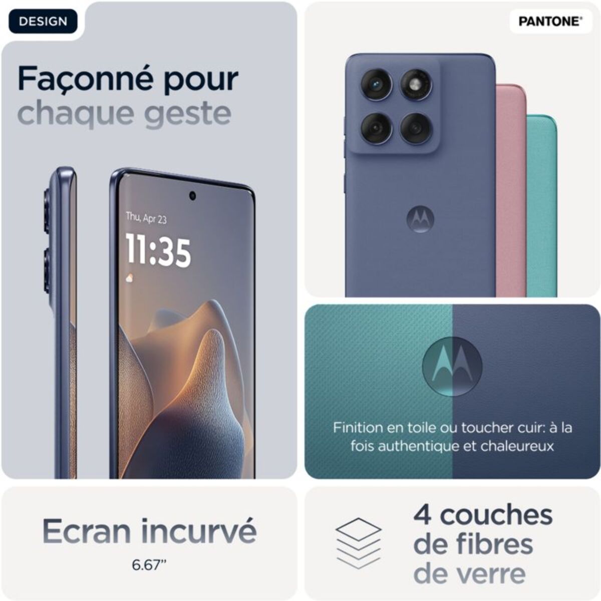 Smartphone MOTOROLA Pack Edge 60 Fusion 256Go + Buds 25 Noir