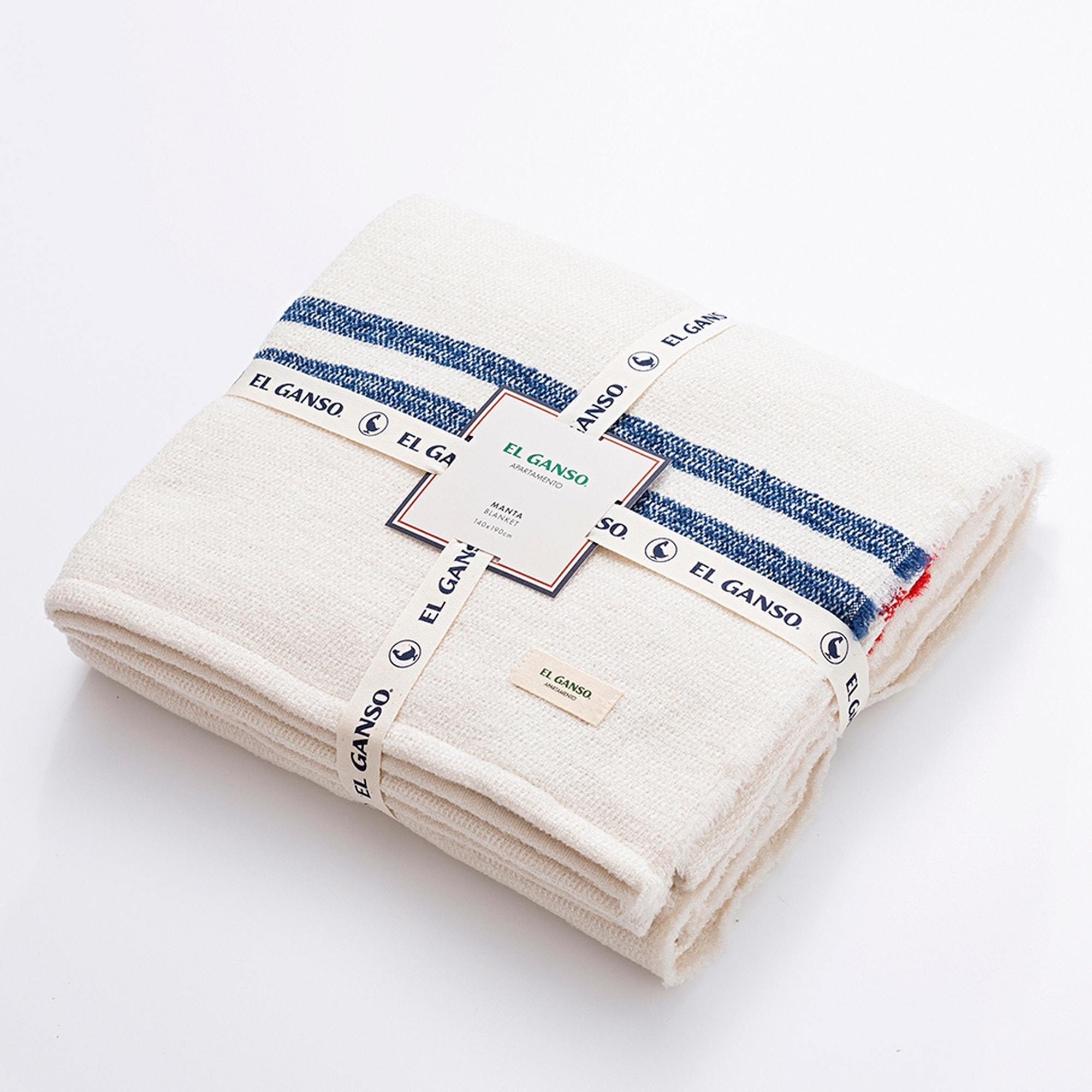 Manta de punto 140x190cm 340gr hilo teñido color crudo el ganso