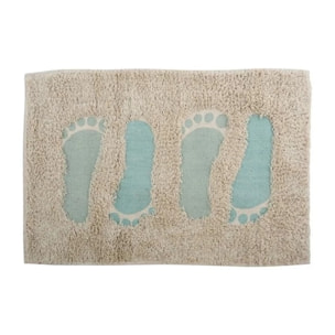 Tapis de bain Coton 40x60cm STEP Bleu & Gris MSV