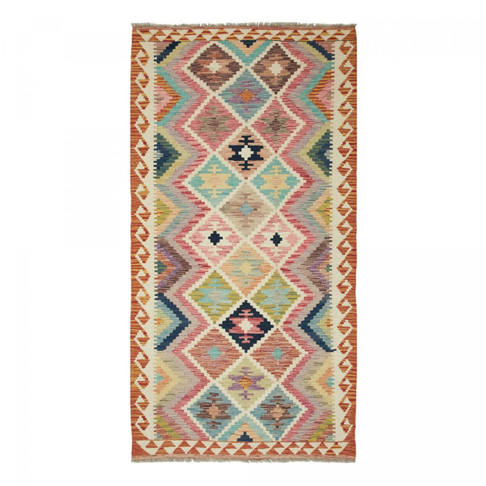 Tapis kilim au motif ethnique, tissé à plat en laine, UDITU