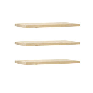 Pack 3 étagères flottantes en bois massif ton naturel en différentes tailles