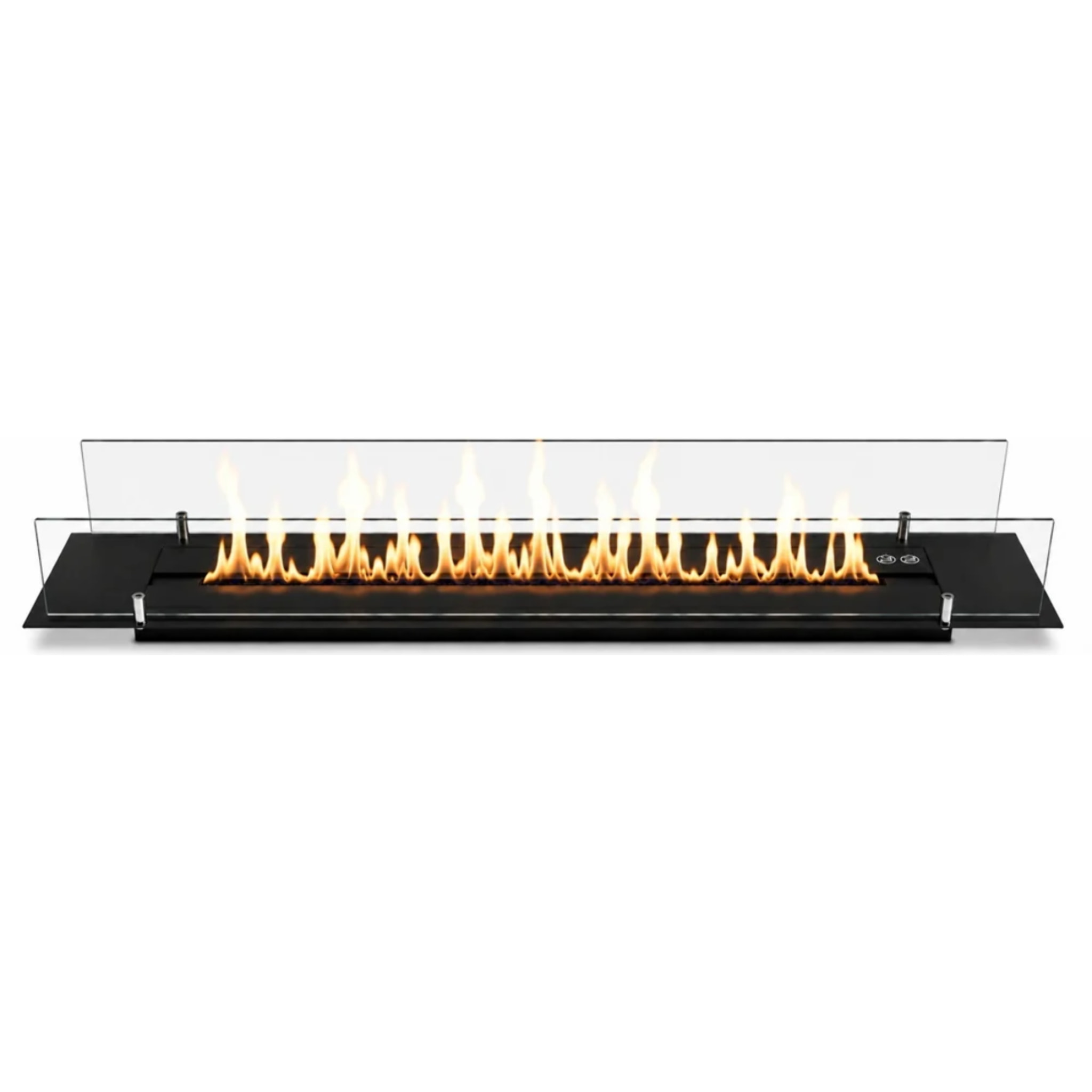 Topline - Bruciatore Per Camino A Bioetanolo 2,5lt Da Incasso 90x21x25 cm Black Edition in Acciaio