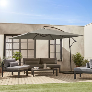 Parasol déporté carré 3x3m - Hardelot 3x3m - kaki - Manivelle anti-retour | Toile déperlante | Facile à utiliser