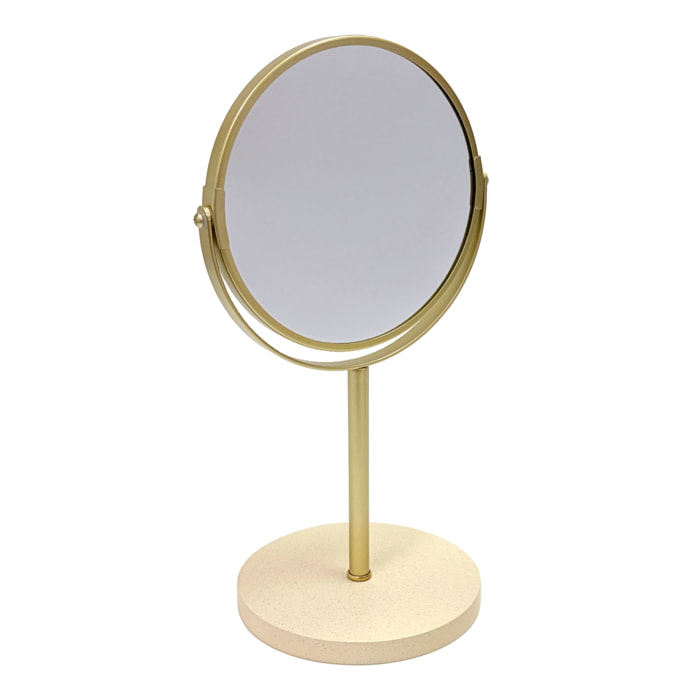 Miroir grossissant double face sur pied en métal - Doré