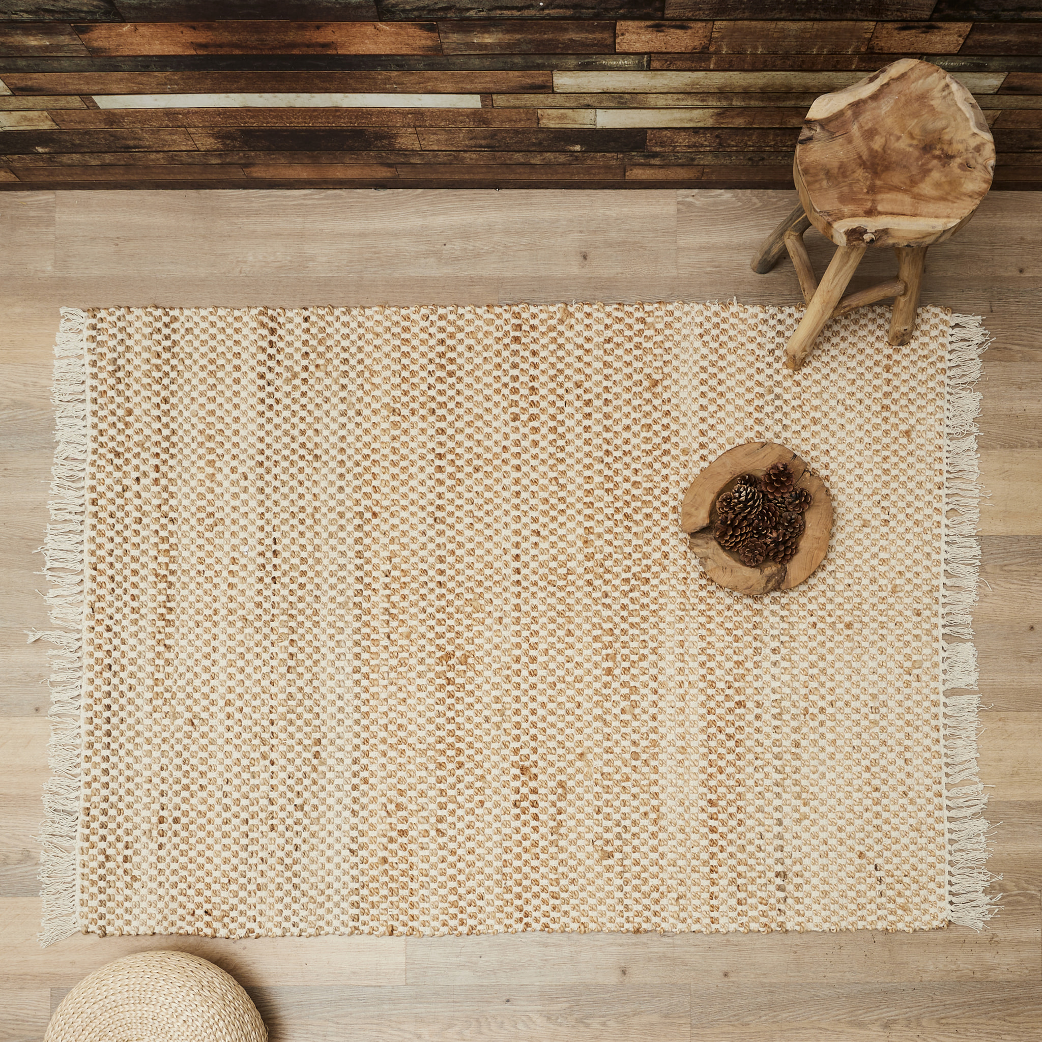 Tapis En Toile De Jute Avec Franges 120x170cm