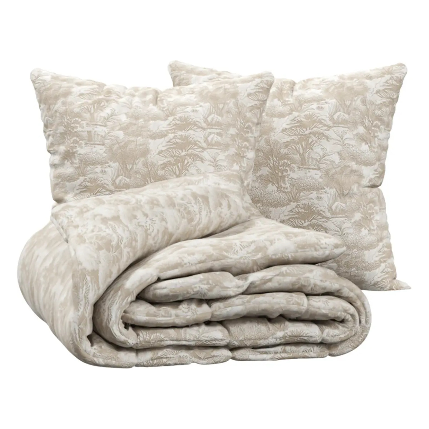 Parure de lit Jouy 220x240cm beige